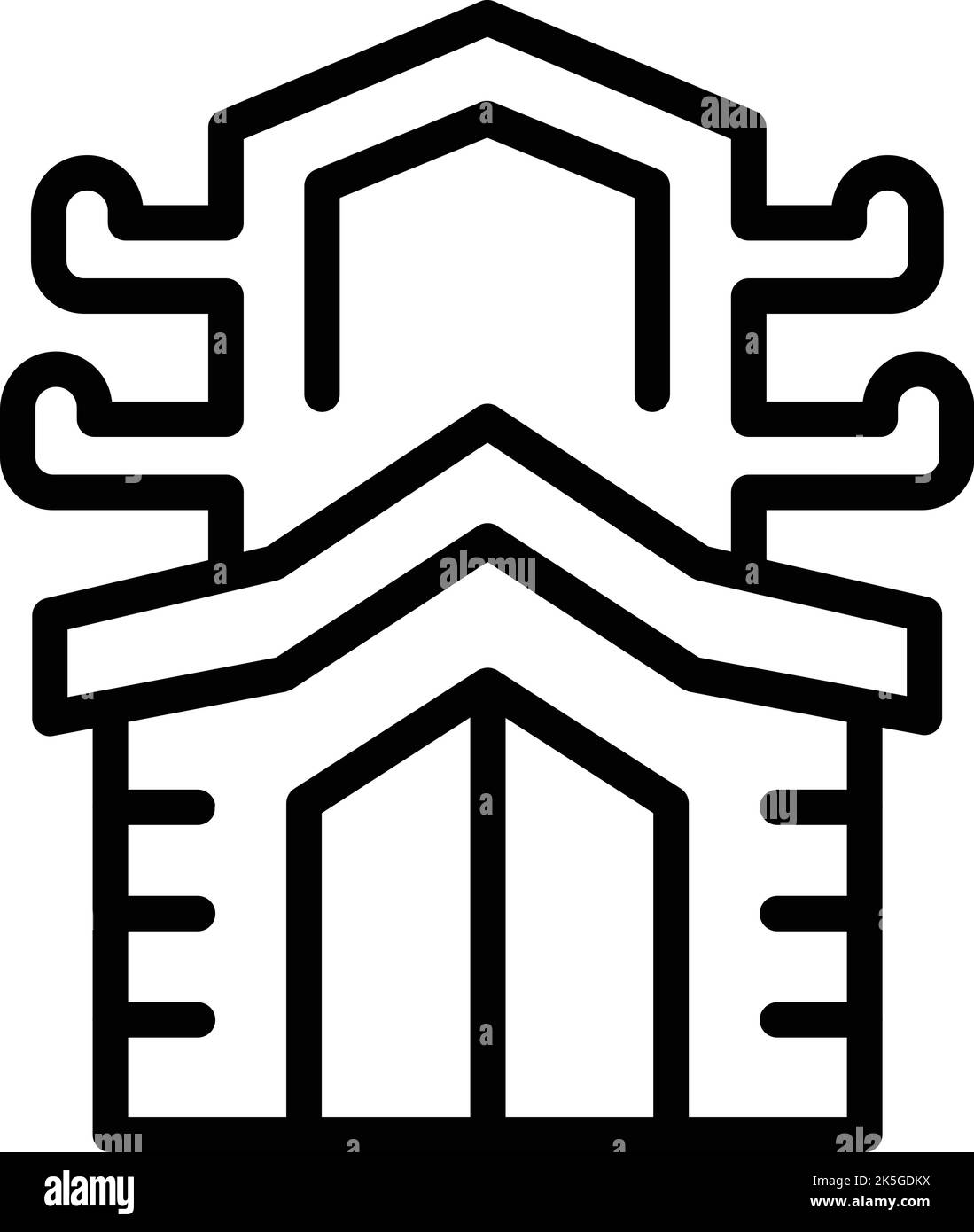 Grafik zum Konturenbild des Festspielgebäudes. Myanmar Tag. Nationale Kultur Stock Vektor