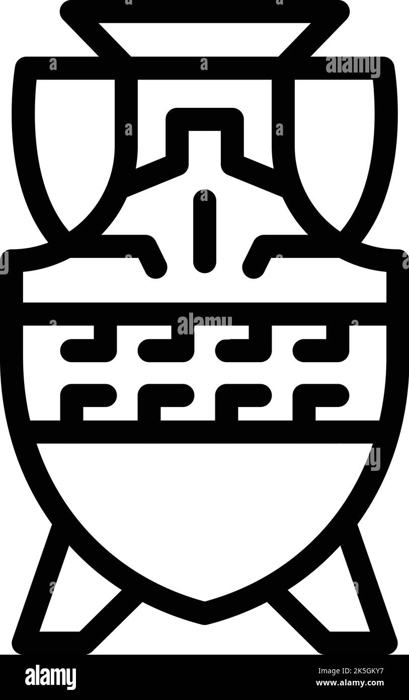 Antike Vase Symbol Umriss Vektor. Griechisches Gebäude. Stadtarchitektur Stock Vektor