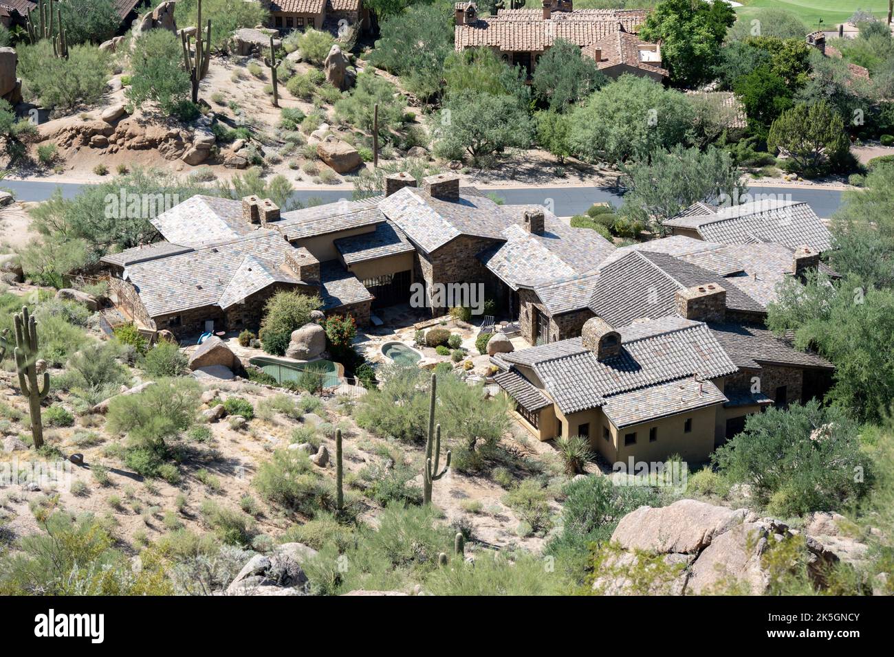 Blick auf ein Herrenhaus für mehrere Millionen Dollar in Scottsdale, Arizona Stockfoto