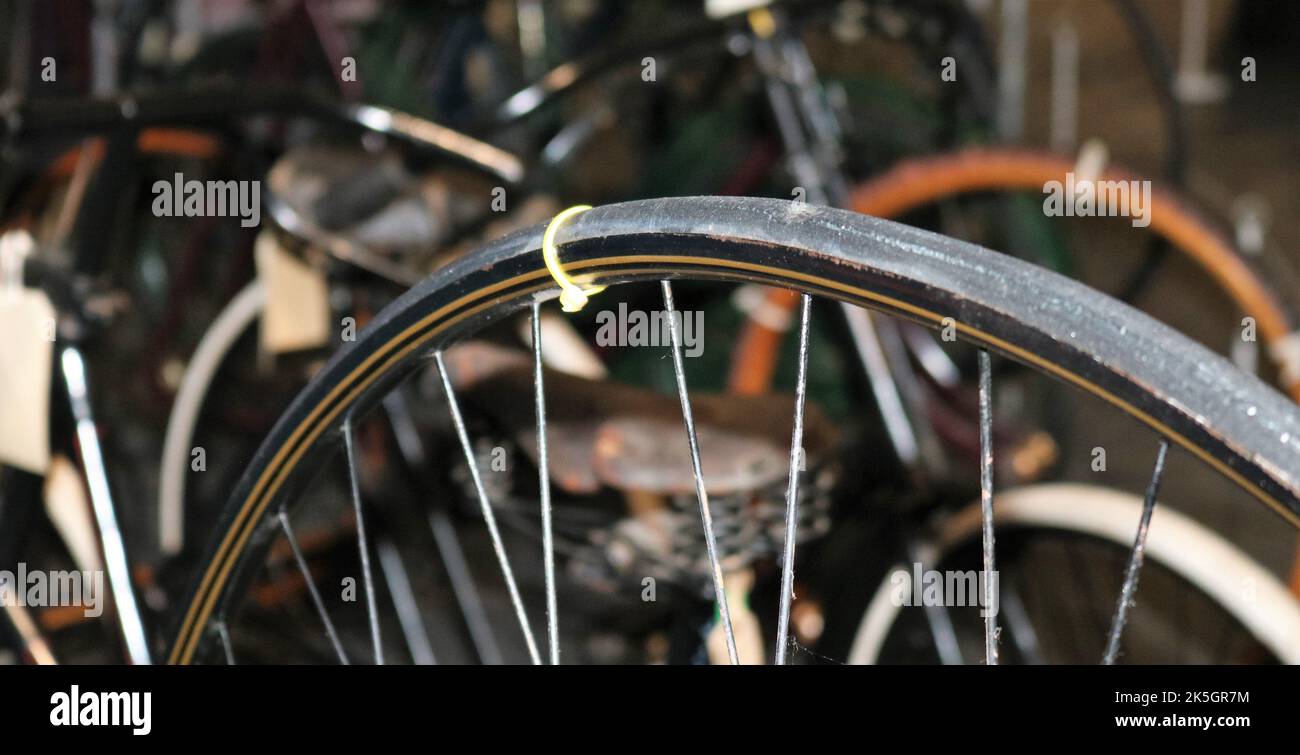 Vintage Holz Fahrrad Räder Stockfoto