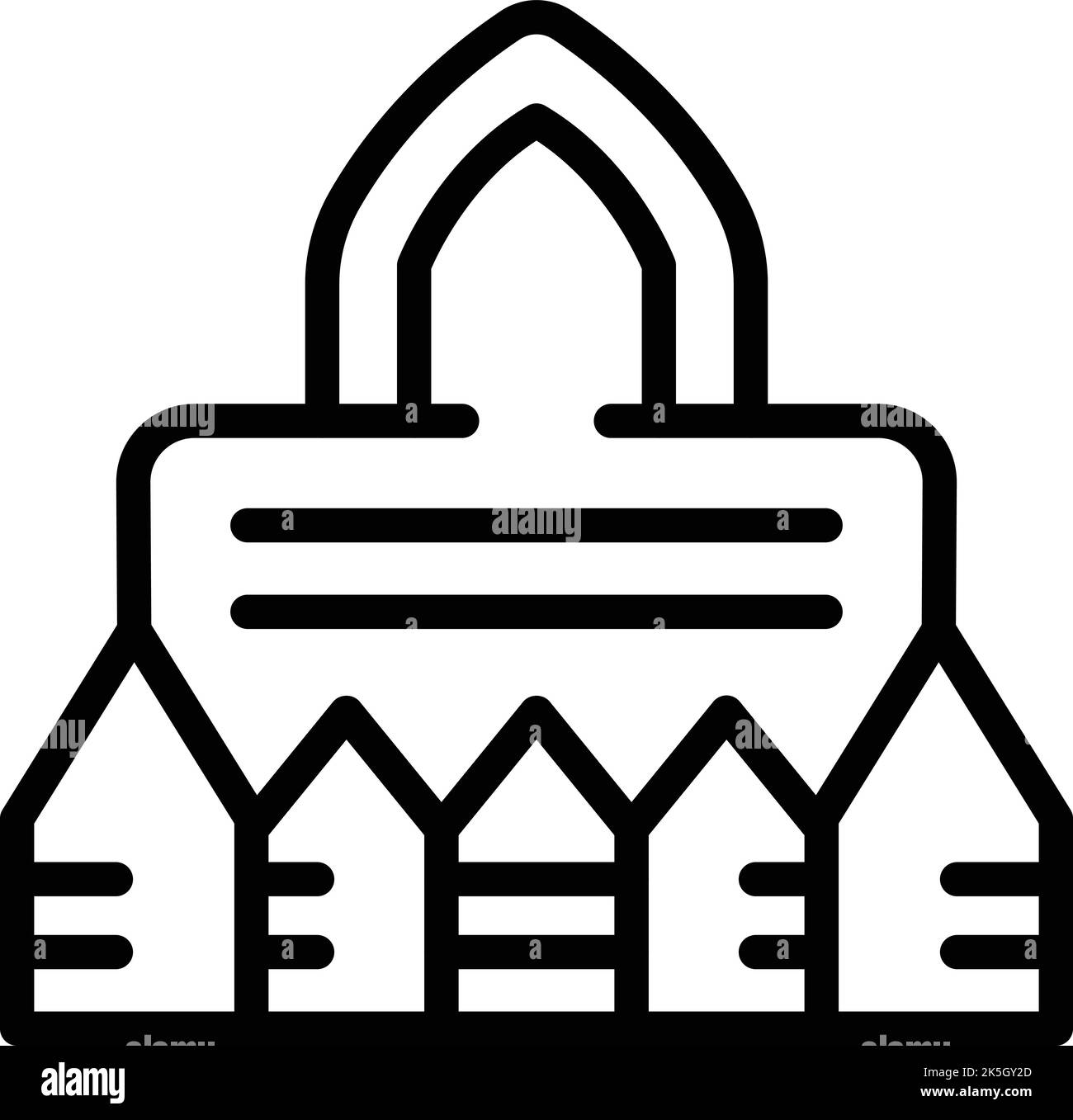 Celebration Monument Symbol skizzieren Vektor. Gebäude in Myanmar. Sky-Kultur Stock Vektor