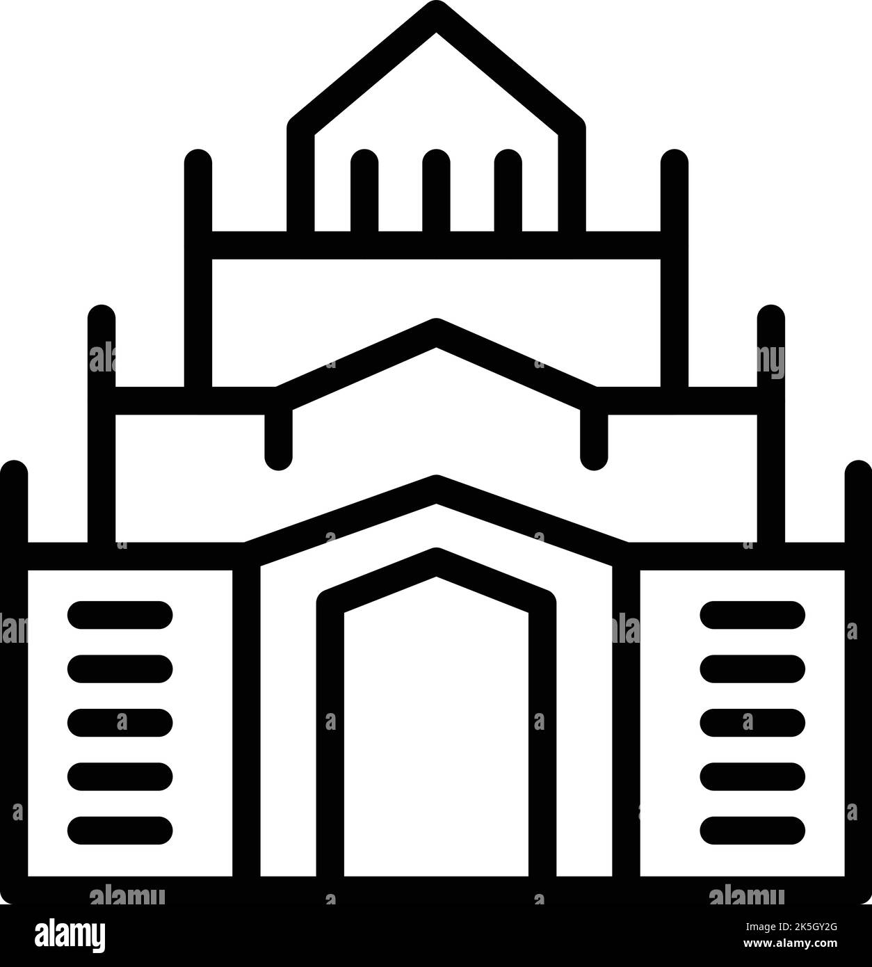 Gliederungsvektor für Symbol „Union Building“. Myanmar Tag. Nationale Kultur Stock Vektor