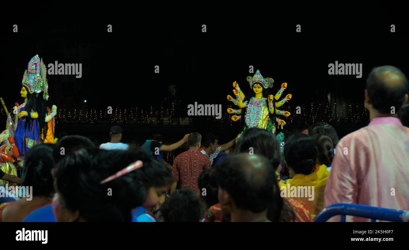 Durga puja Vijayadashami, auch bekannt als Dussehra, Dasara. Stockfoto