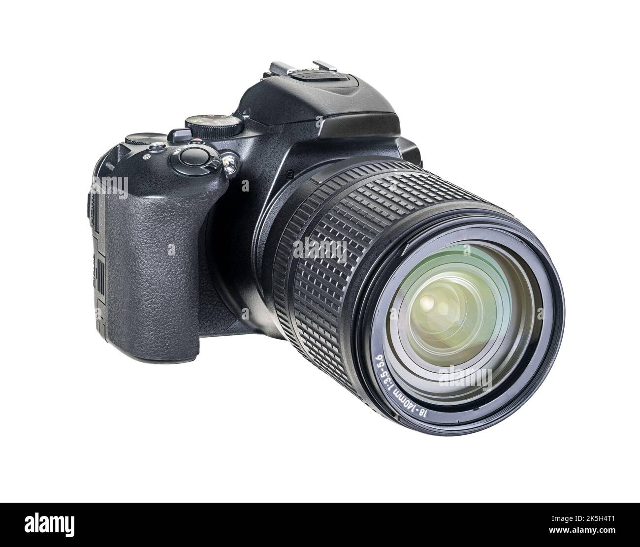 DSLR-Fotokamera isoliert auf weißem Hintergrund. Stockfoto