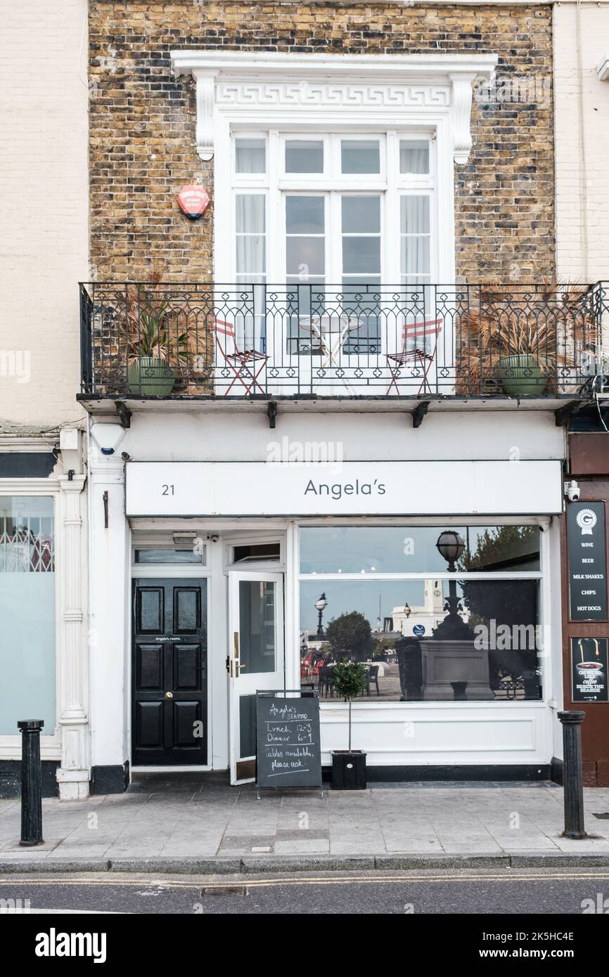 Angela's Restaurant, On the Seafront, Margate, Kent, Großbritannien Stockfoto