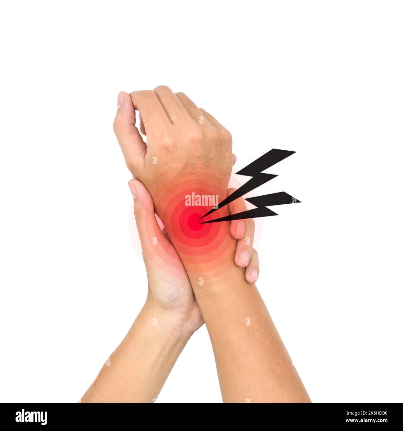 Entzündung des Handgelenks. Konzept von Gelenkschmerzen oder Arthrose. Stockfoto