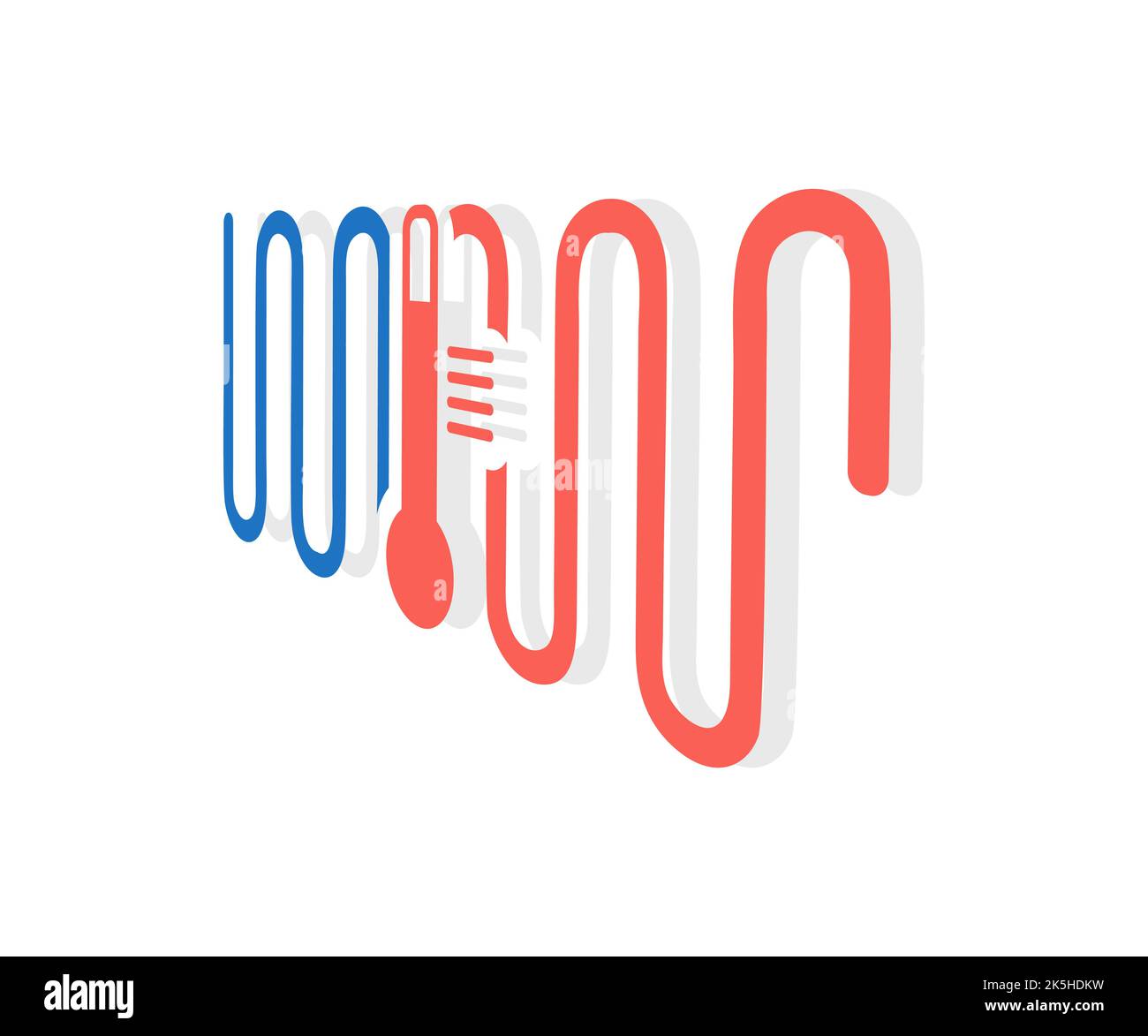 Fußbodenheizung, Heizboden-System für Haus-Logo-Design. Konzept der Wohnung Renovierung und Restaurierung Vektor-Design und Illustration. Stock Vektor