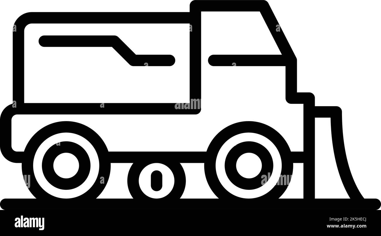 Umrissvektor für das Symbol für die Kehrmaschine. LKW. Reinigungsmaschine Stock Vektor