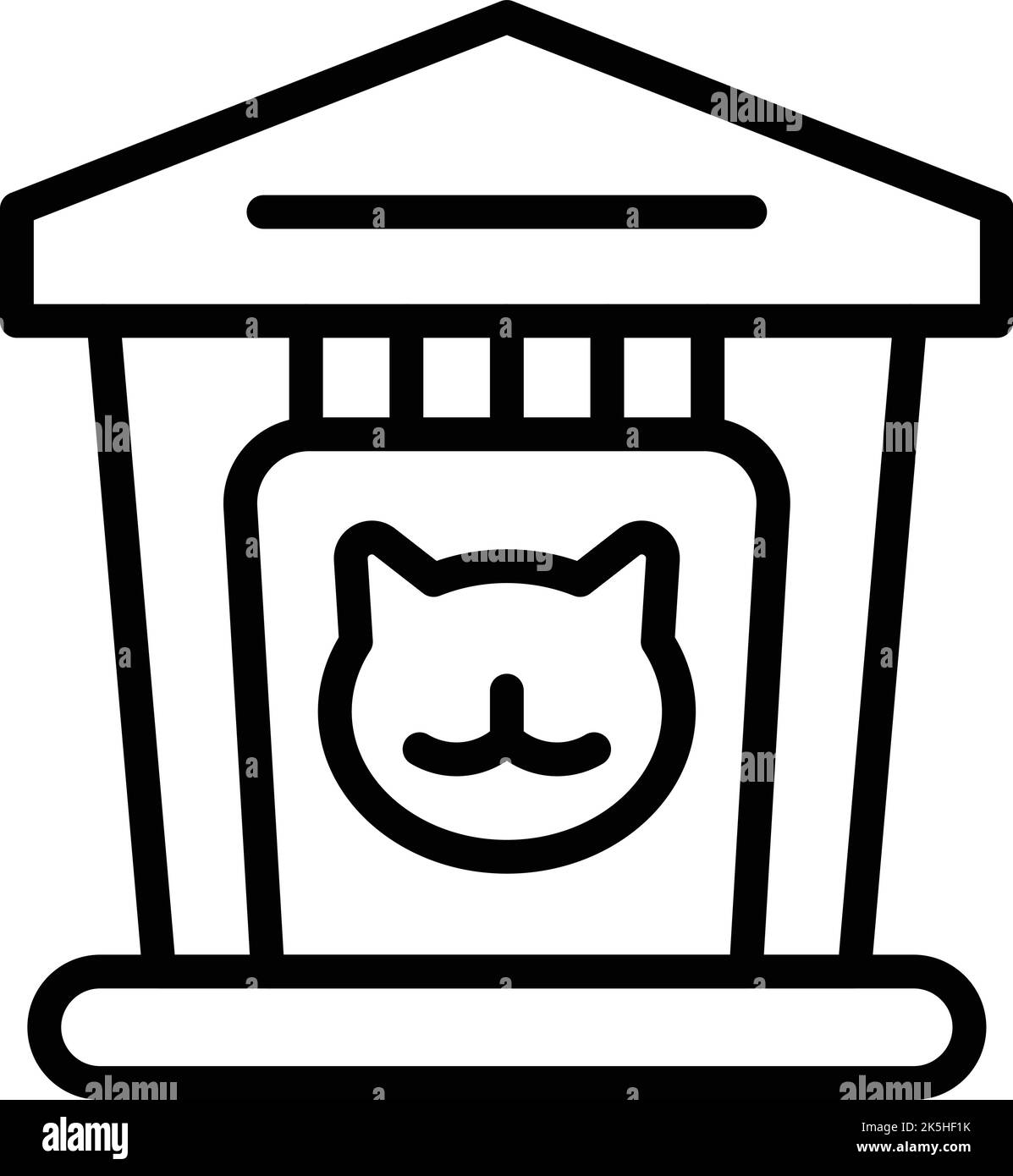Konturvektor für das Katzenhaus-Symbol. Haustierturm. Tierkathaus Stock Vektor