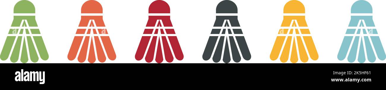 Badminton Federball Sport Icon Set, farbig Stock Vektor