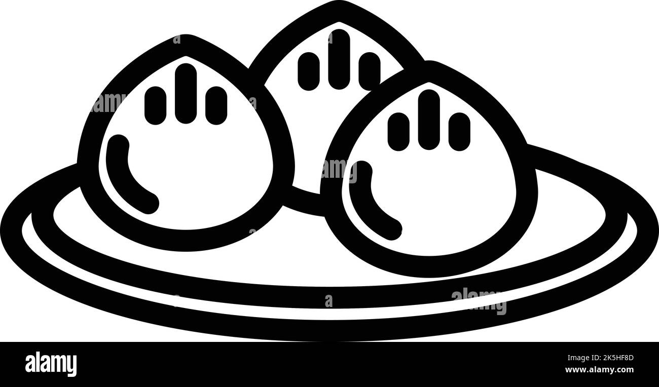 Vektor der Symbolumrisse der nepalesischen Küche. Kultur der Wahrzeichen. Städteregfahrt Stock Vektor