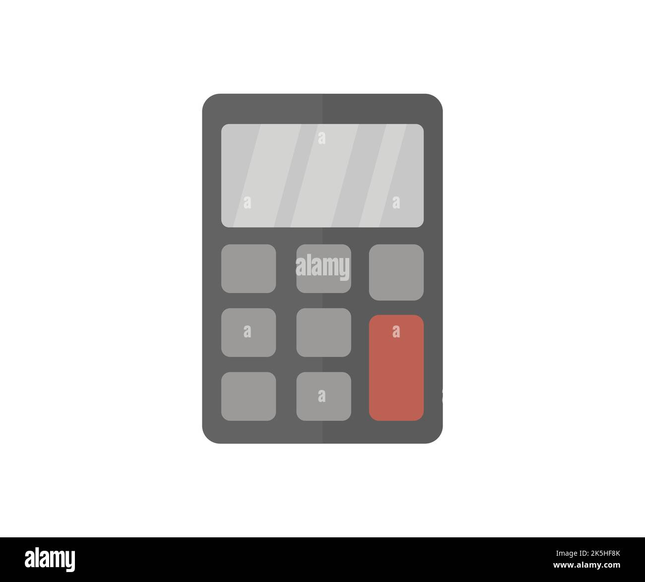 Metallrechner mit Display, Logo des elektronischen Rechners. Rechner auf weißem Hintergrund. Berechnungsvektor für Mathematik, Kosten, Steuern oder Investitionen. Stock Vektor