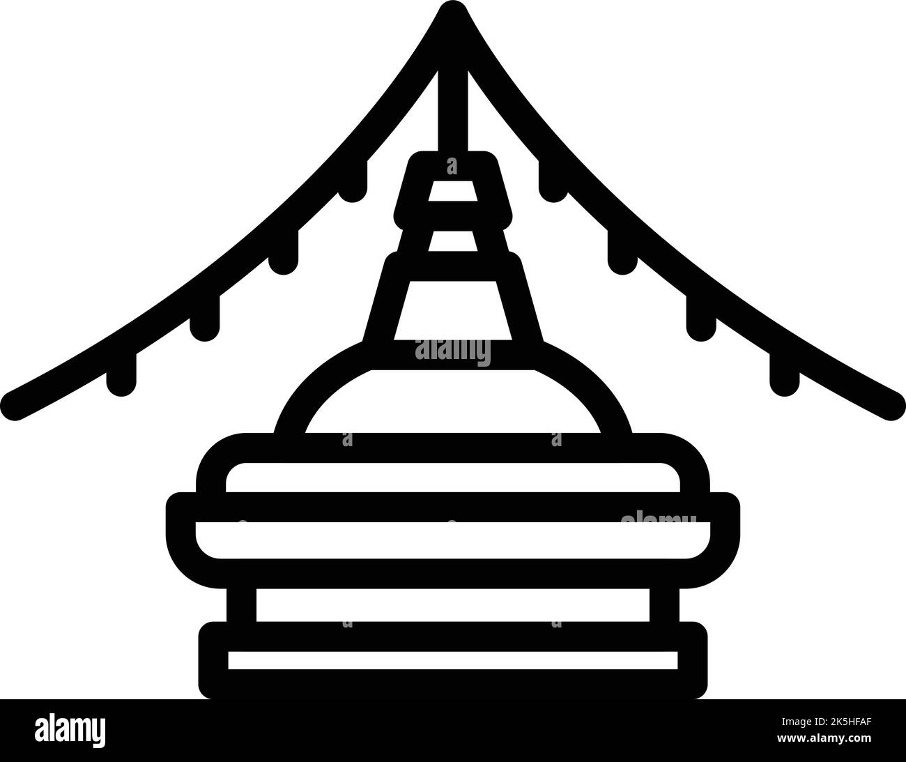 Kathmandu Stupa Icon Umriss Vektor. Skyline von Nepal. Kultur der Wahrzeichen Stock Vektor