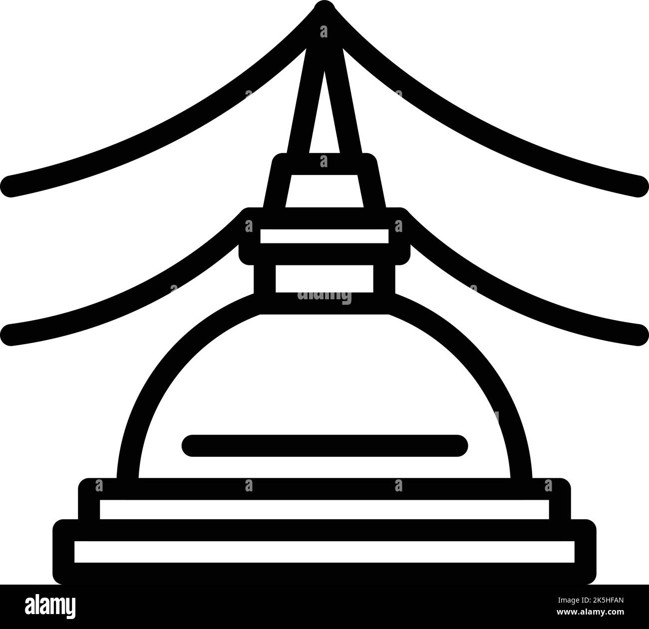 Stupa-Symbol Umriss-Vektor. Kultur der Wahrzeichen. Reisen nach Asien Stock Vektor