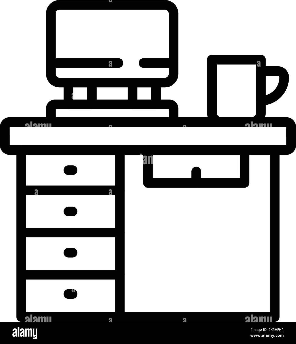 Desktop-Kaffeetasse Symbol Umriss Vektor. Frühstück. Heimtee Stock Vektor