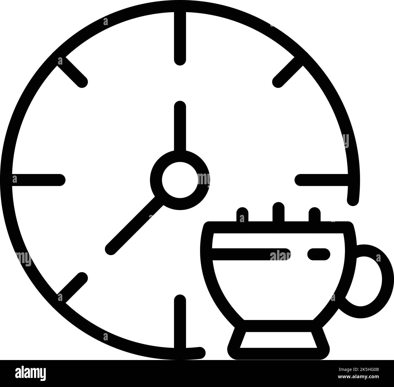 Symbolumrissvektor für die Zeit bis zum Kaffee. Essen am Morgen. Trinken Sie Tee Stock Vektor