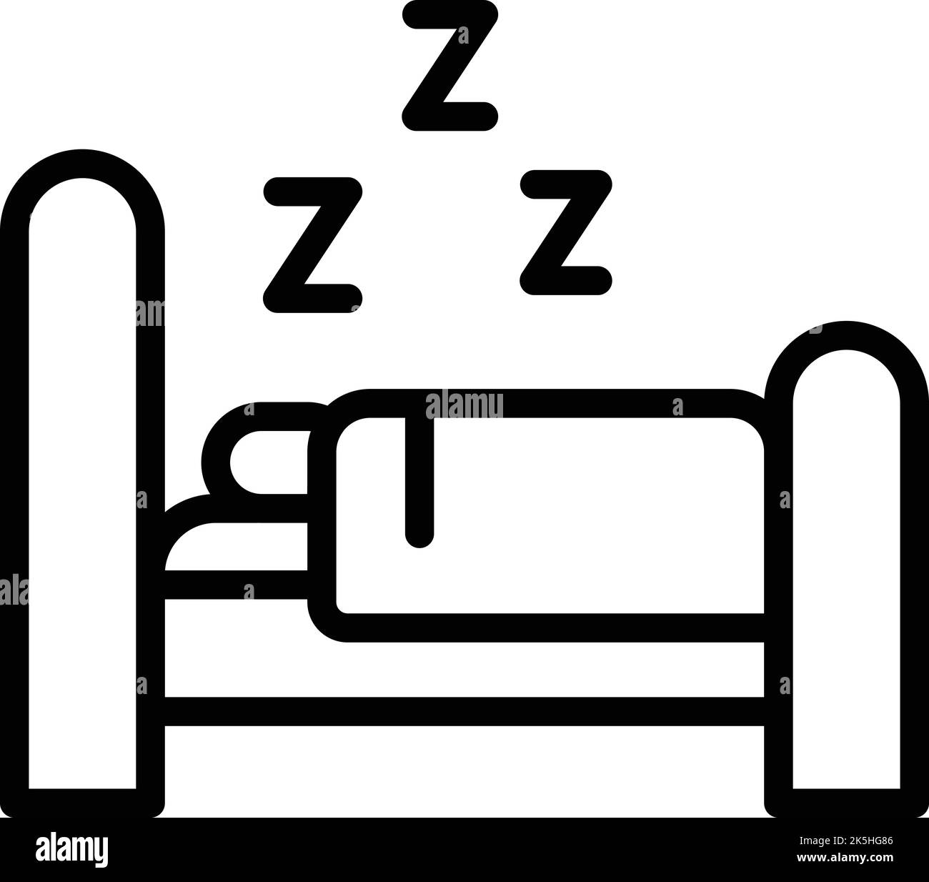 Symbolumrissvektor für das Schlafbett. Essen am Morgen. Entspannung am Wochenende Stock Vektor
