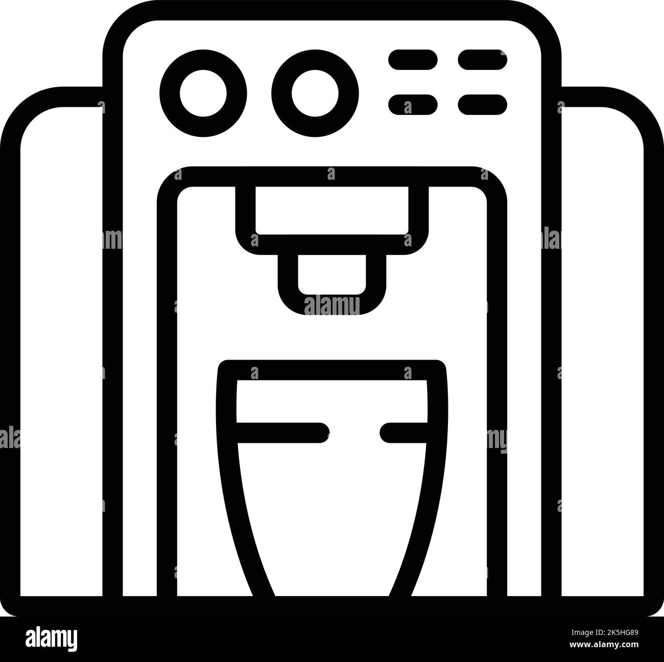 Symbole für die Kaffeepadmaschine zu Hause. Essen am Morgen. Croissant-Zeit Stock Vektor