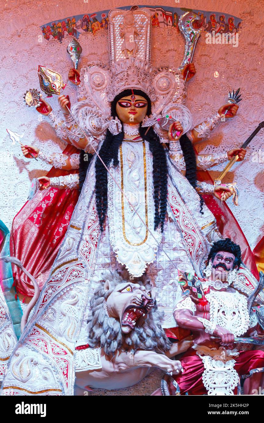 Central Park, Pocket-40, C.R.Park, New Delhi, Dt-1 Oct 2022 . Ein Blick auf Durga Idiol in Puja Pandal Stockfoto