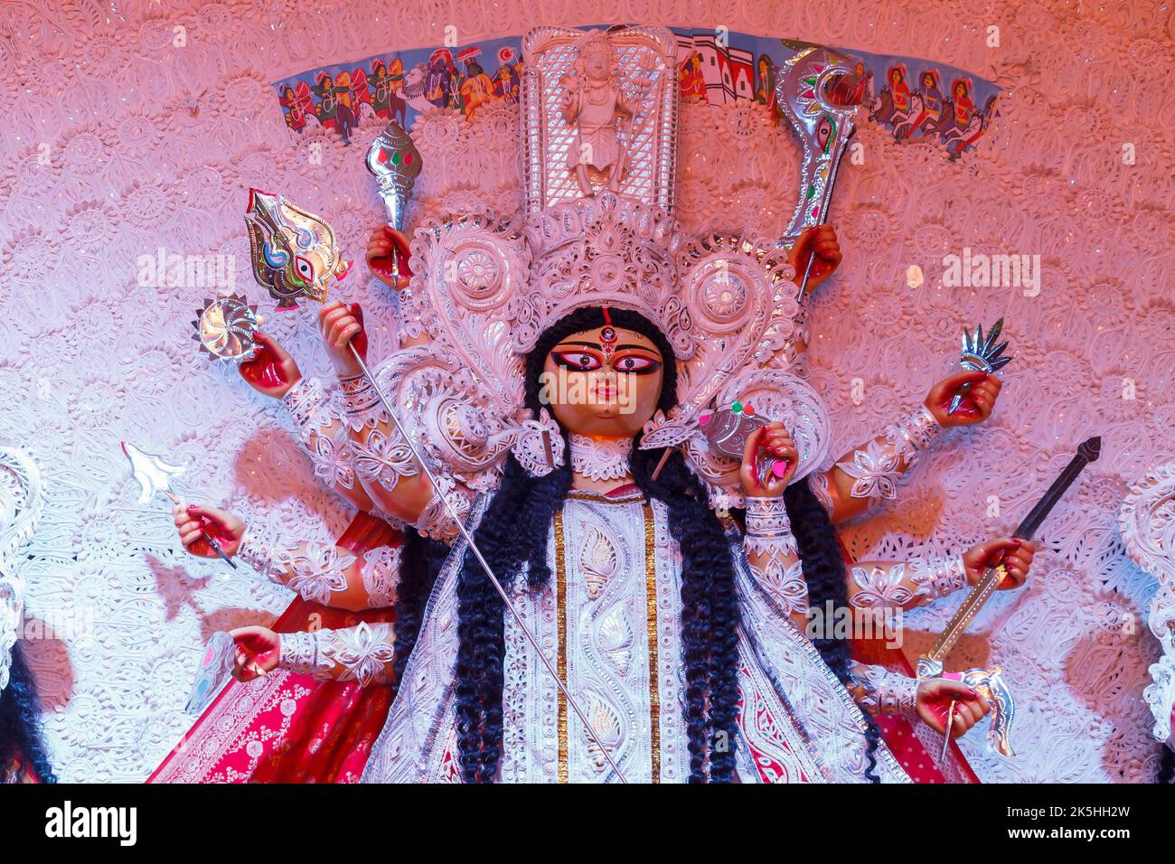 Central Park, Pocket-40, C.R.Park, New Delhi, Dt-1 Oct 2022 . Ein Blick auf Durga Idiol in Puja Pandal Stockfoto