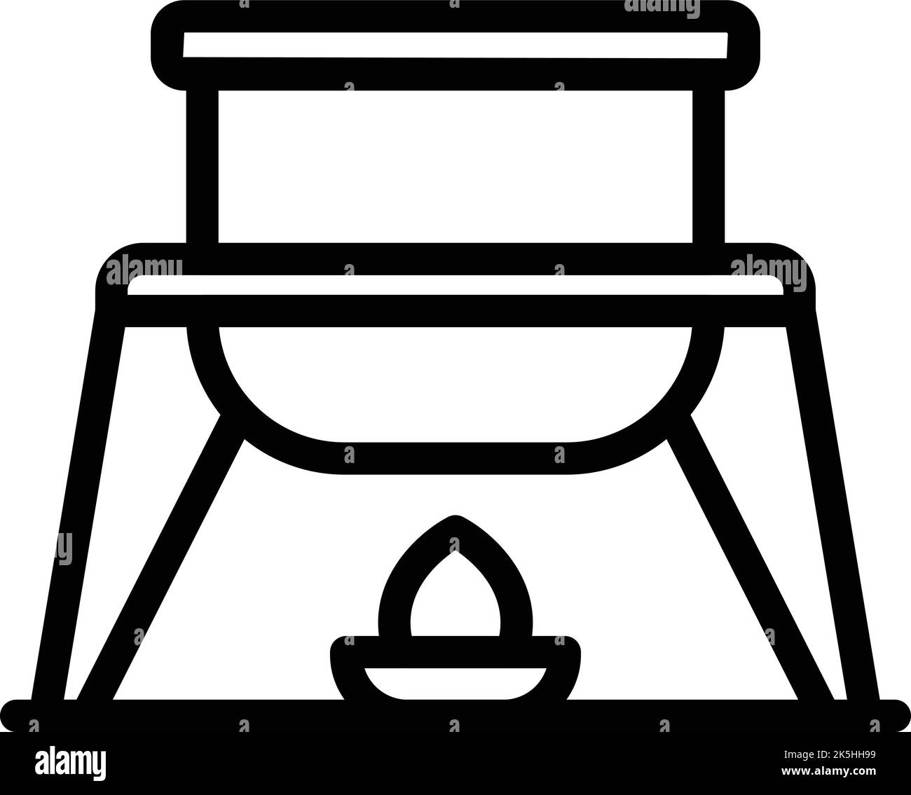 Konturvektor für Fondue-Symbole. Käsedip. Lebensmittel geschmolzen Stock Vektor