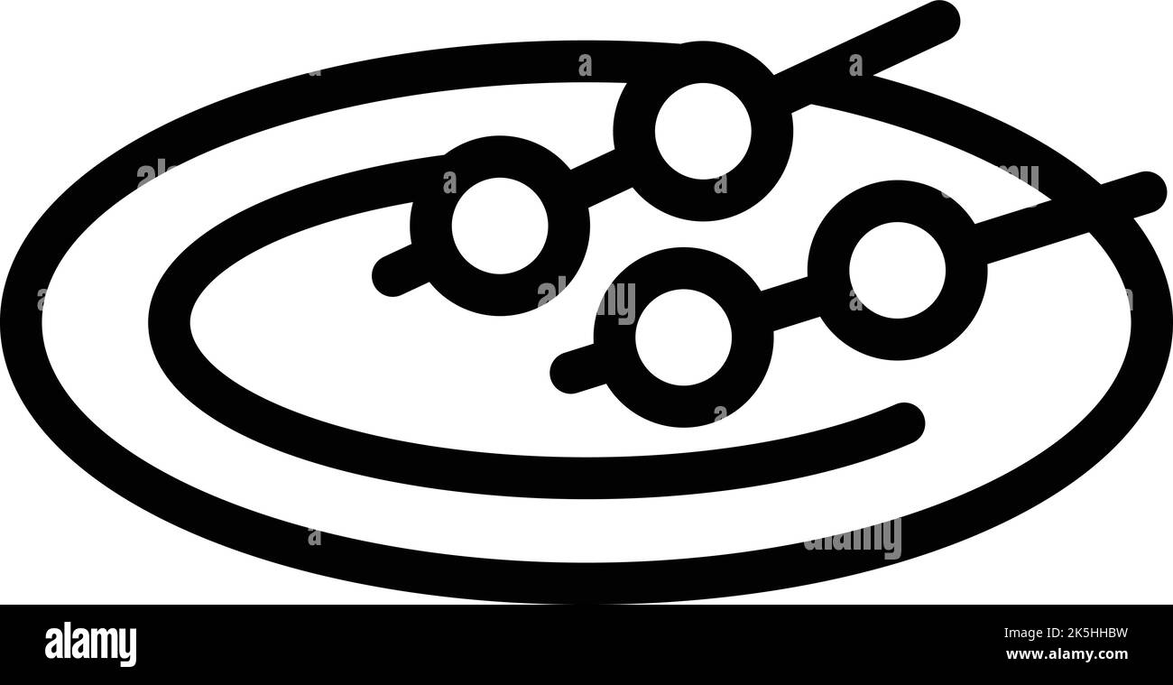 Konturvektor für Fondue-Stick-Symbol. Käsekost. Kuhköchin Stock Vektor