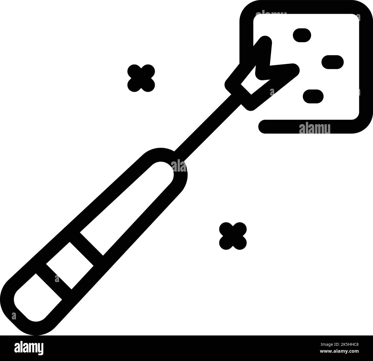 Konturenvektor für das Symbol der Fondue-Gabel. Käsegabel. Schmelzen Sie das Kochen Stock Vektor