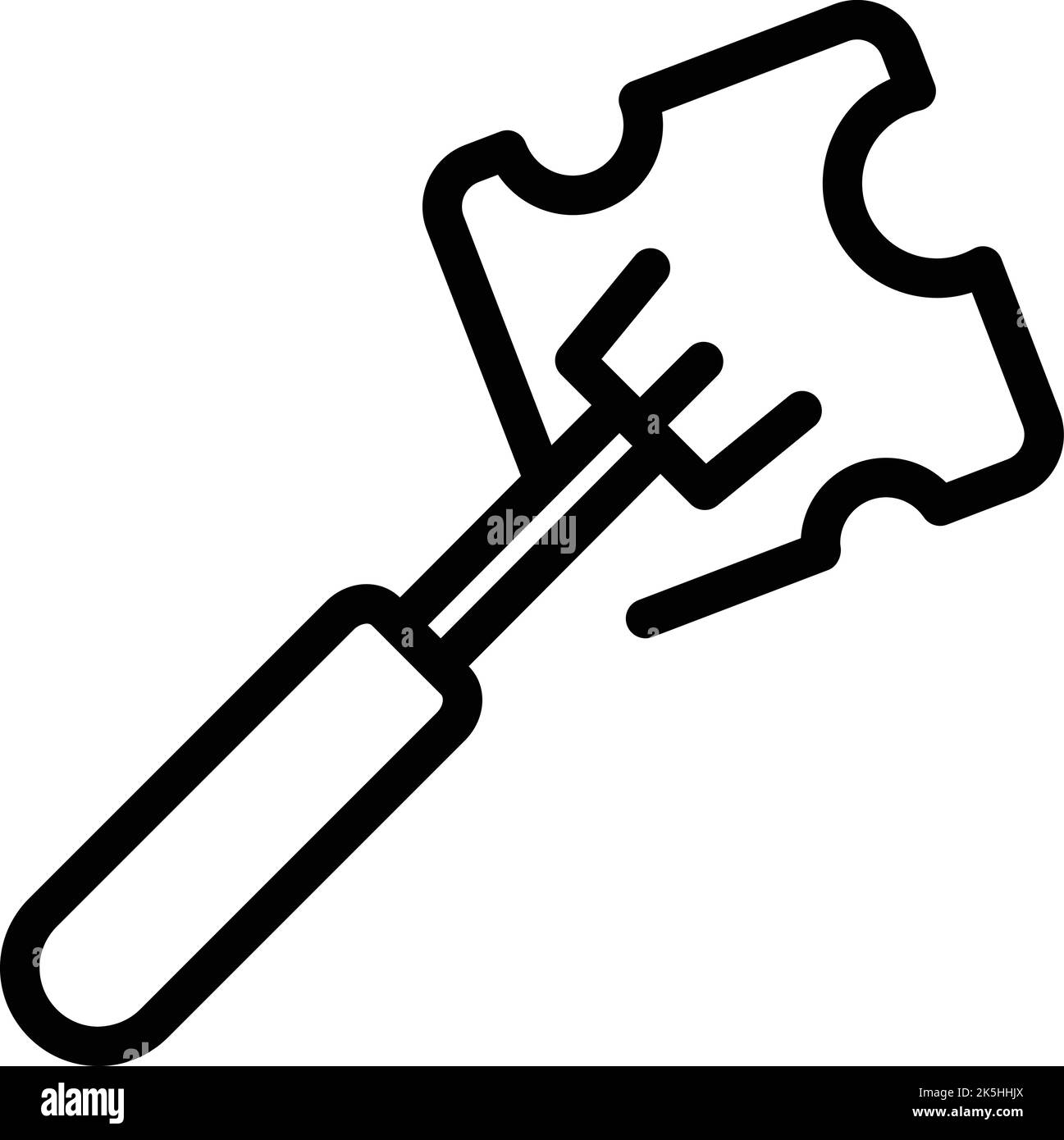 Vektorgrafik für die Kontur des Symbols der Käsegabel Fondue-Essen. Topfschmelze Stock Vektor