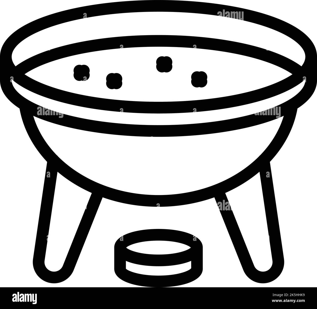 Heißer geschmolzener Fondue-Symbolumrissvektor. Gabelfutter. Kuhköchin Stock Vektor