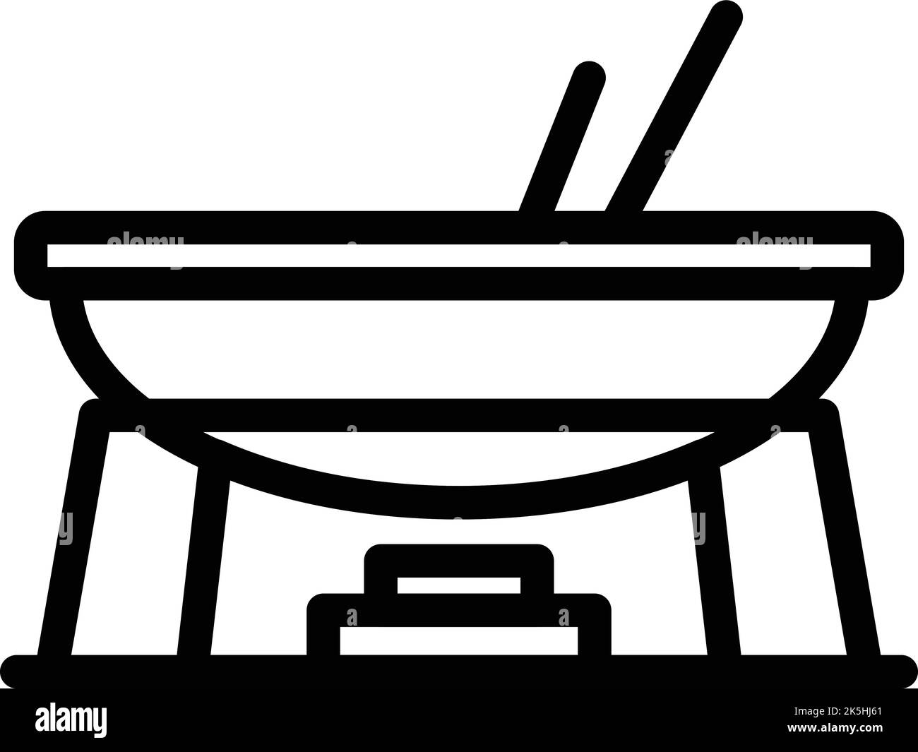 Fondue Big Pot Symbol Umriss Vektor. Käsekost. Fondu-Küche Stock Vektor