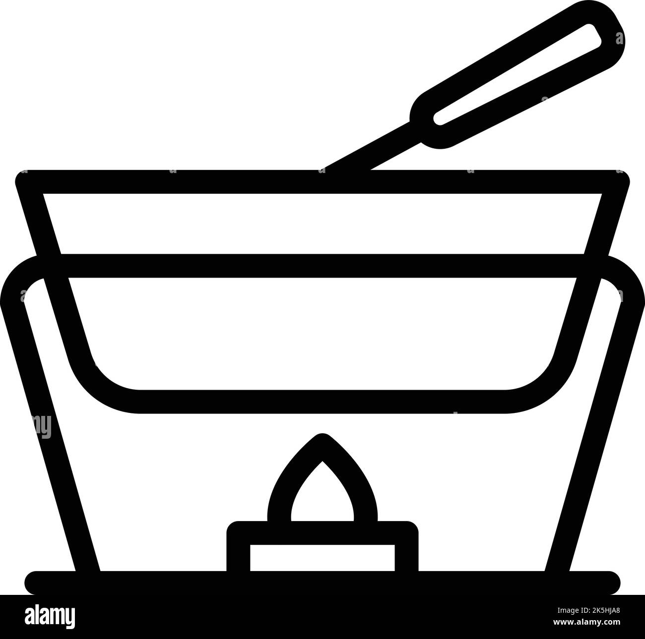 Konturvektor für Fondue Fire-Symbol. Käsekost. Kochgeschirr Stock Vektor