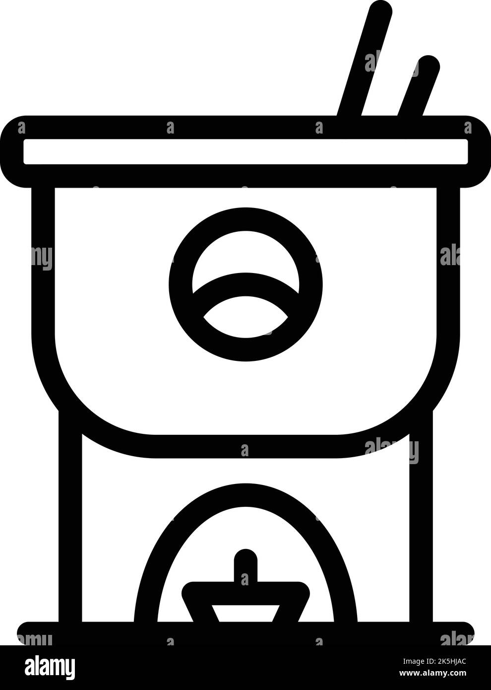Konturvektor für das brennende Fondue-Symbol. Kochen von Speisen. Fleischgerichte Stock Vektor