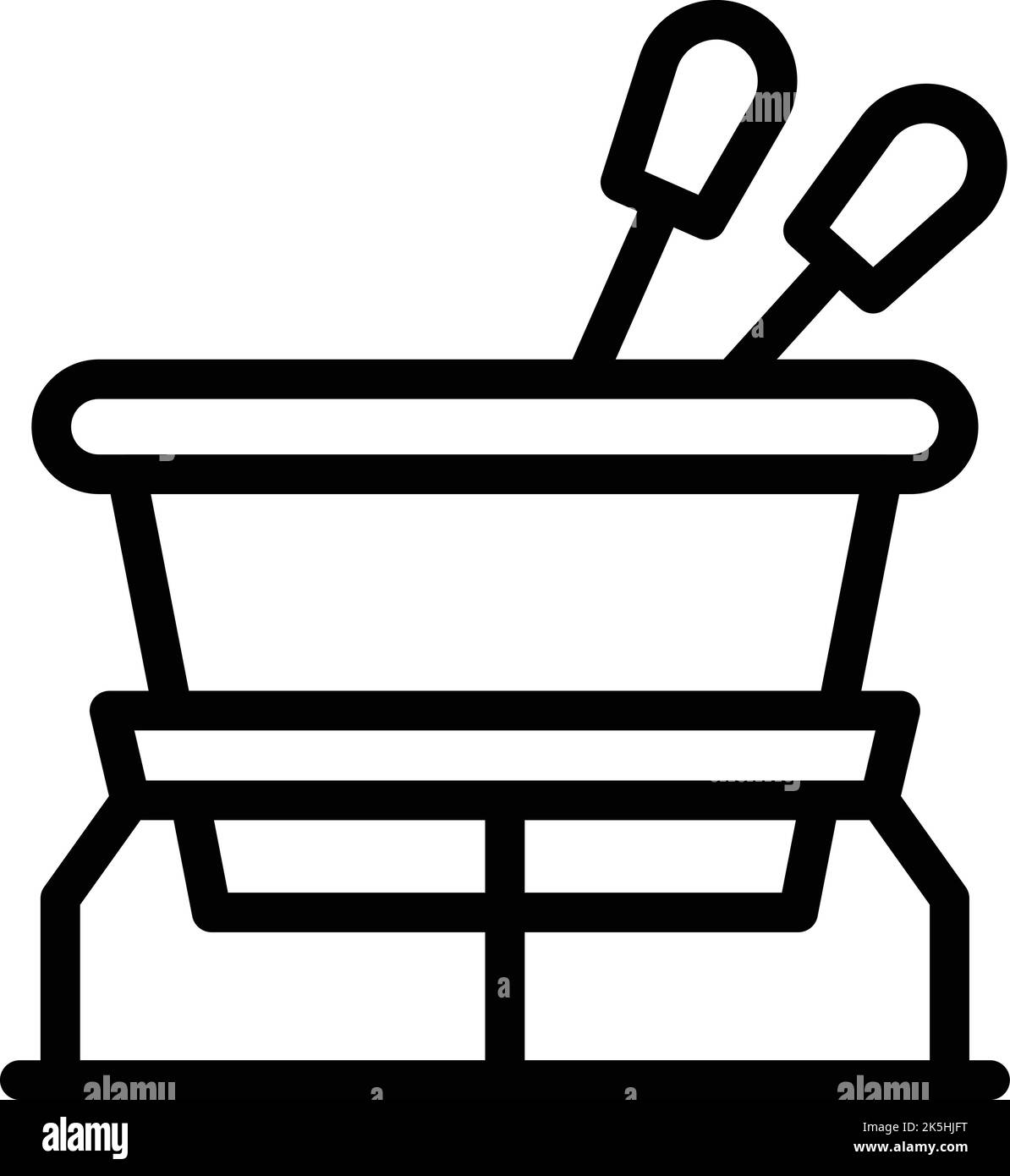 Konturvektor für Fondue-Symbole. Käsedip. Schokoladenkost Stock Vektor