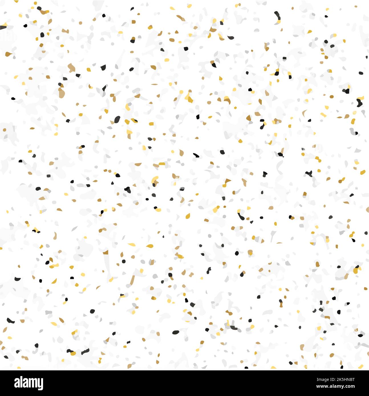 Terrazzo-Struktur. Kein nahtloses Muster. Abstrakte Imitation der Mosaikoberfläche aus Granit oder Marmorpartikeln. Farbige Flecken zufällig auf whit angeordnet Stock Vektor