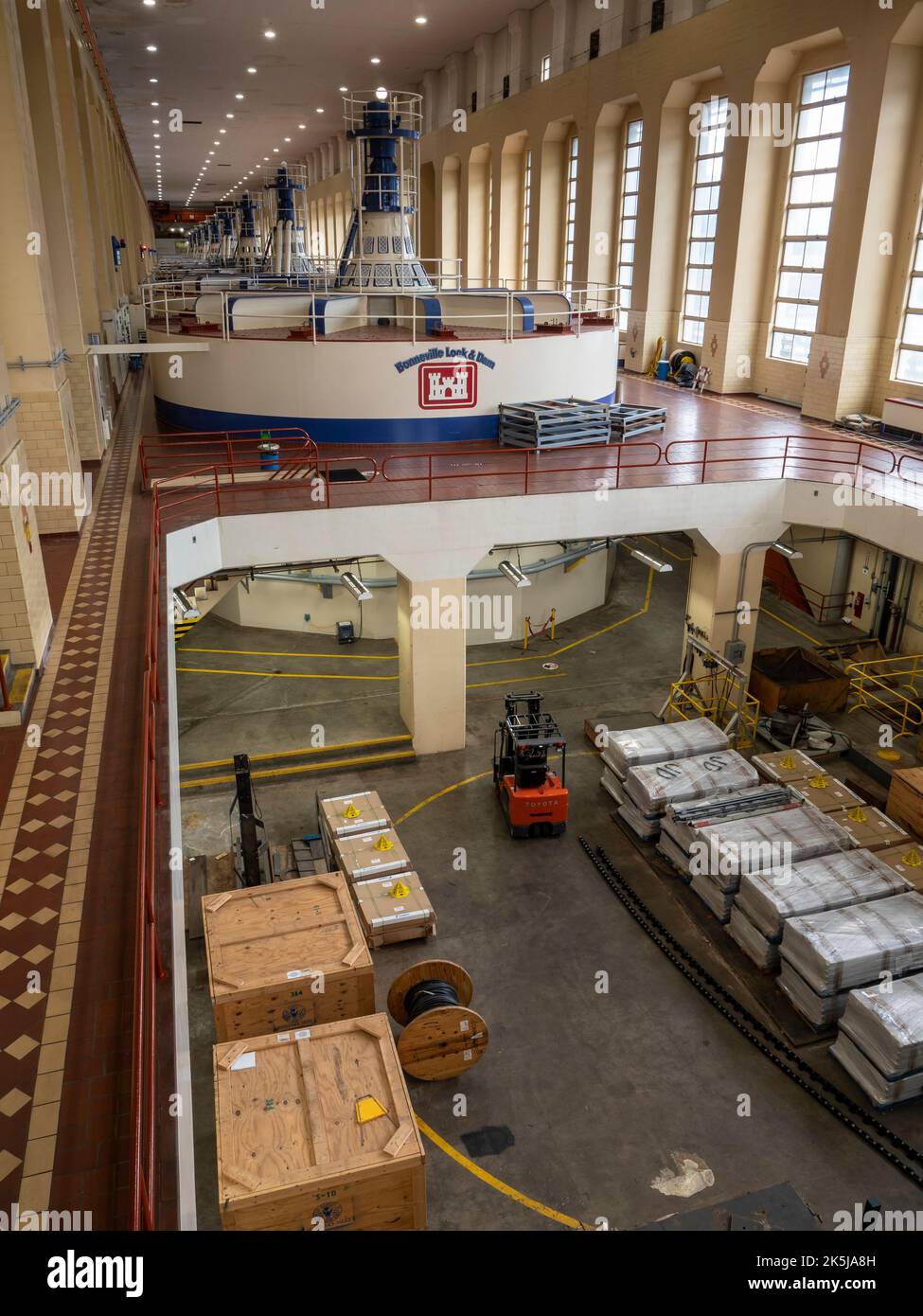Kraftwerk, Bonneville Dam, Columbia River Gorge National Scenic Area, Oregon. Stockfoto Kraftwerk, Bonneville Dam, Columbia River Gorge National Scenic Area, Oregon. Stockfoto