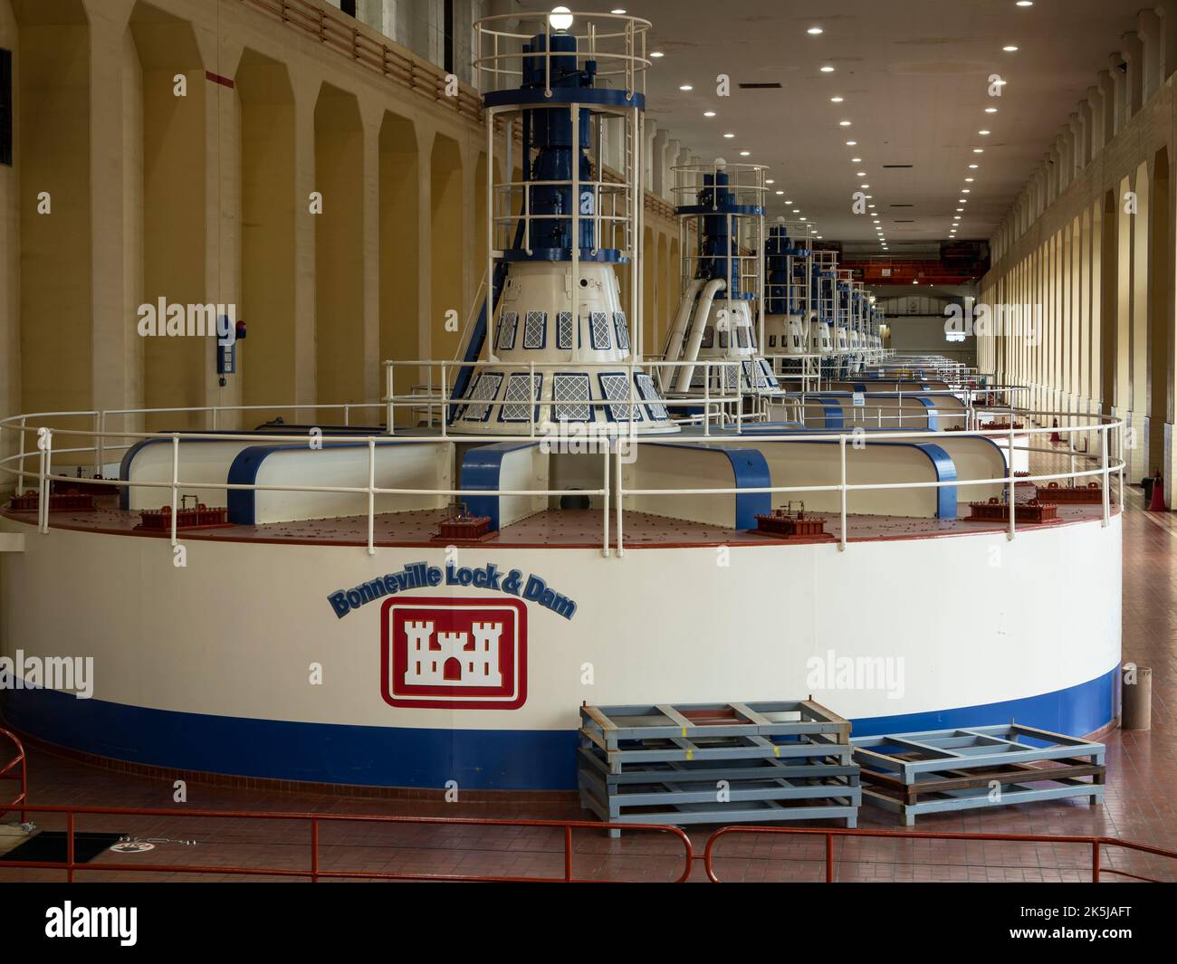 Kraftwerk, Bonneville Dam, Columbia River Gorge National Scenic Area, Oregon. Stockfoto Kraftwerk, Bonneville Dam, Columbia River Gorge National Scenic Area, Oregon. Stockfoto
