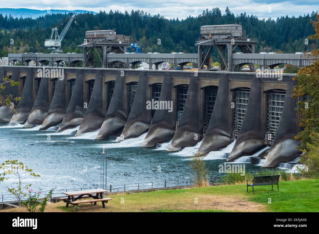 Bonneville Dam, Columbia River Gorge National Scenic Area, Oregon. Stockfoto Bonneville Dam, Columbia River Gorge National Scenic Area, Oregon. Stockfoto