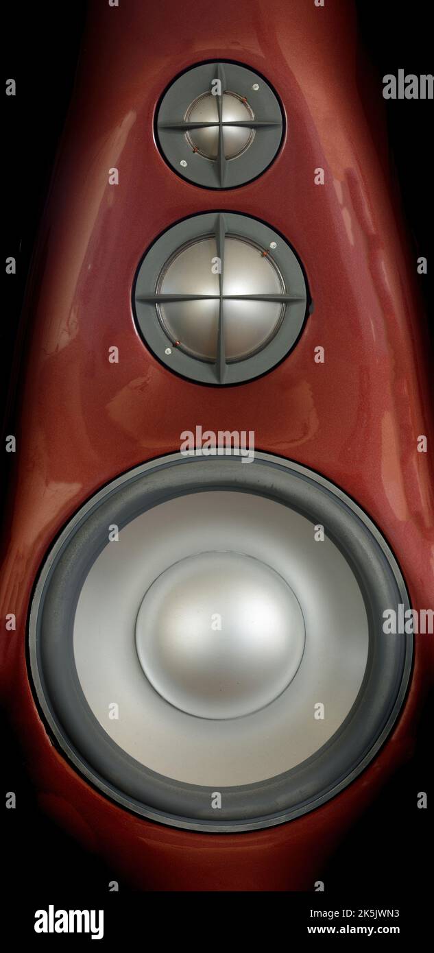 HiFi-Lautsprecher, Dome-Mitteltöner und Hochtöner Stockfoto