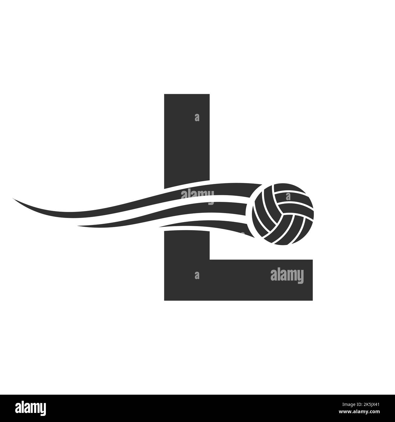 Buchstabe L Volleyball Logo Design für Volley Ball Club Symbol Vektor-Vorlage. Vorlage Für Volleyball-Zeichen Stock Vektor