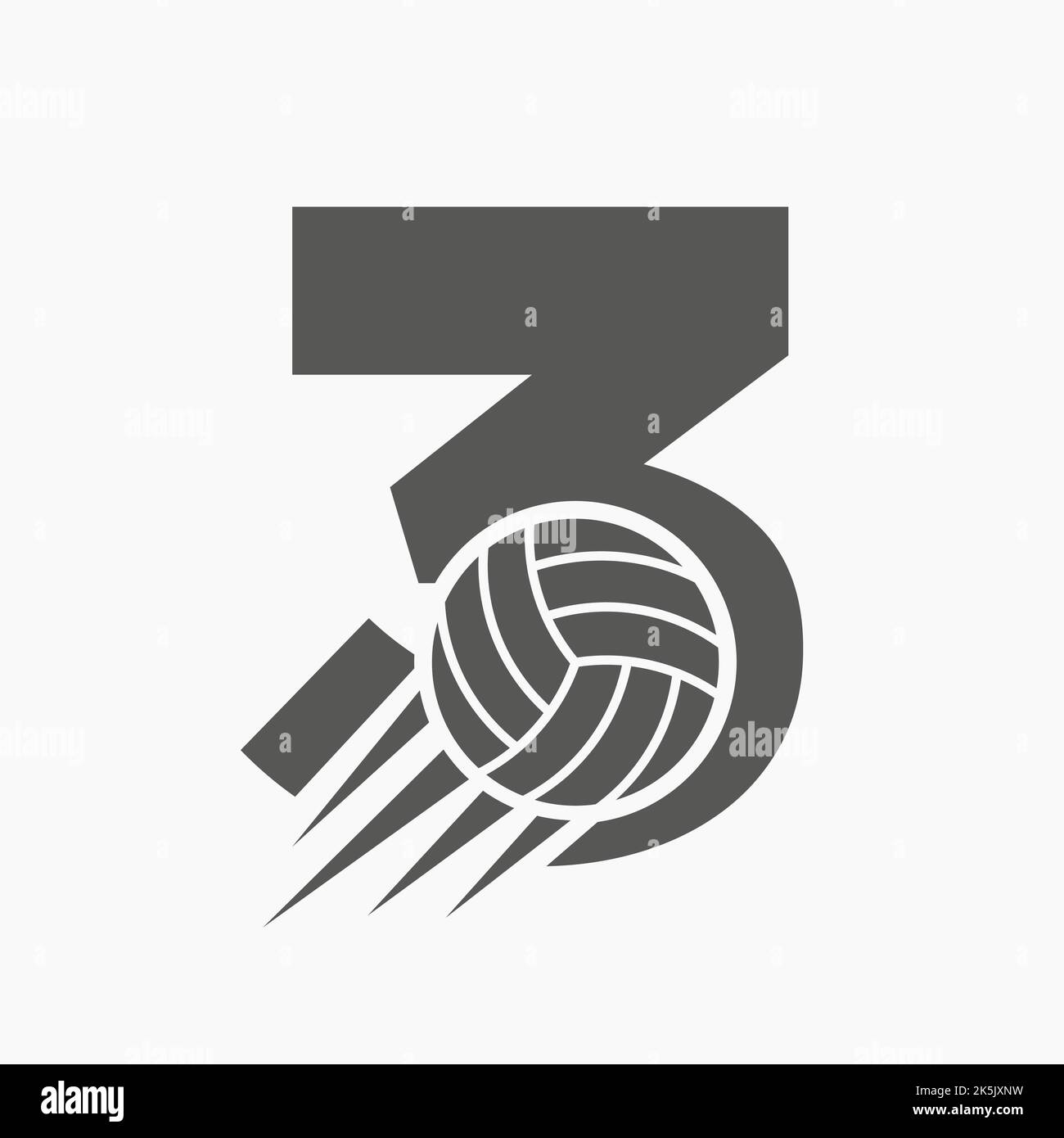 Anfangsbuchstabe 3 Volleyball Logo Konzept Mit Beweglichem Volleyball Symbol. Vektor-Vorlage Für Volleyball-Sport-Logo-Symbol Stock Vektor