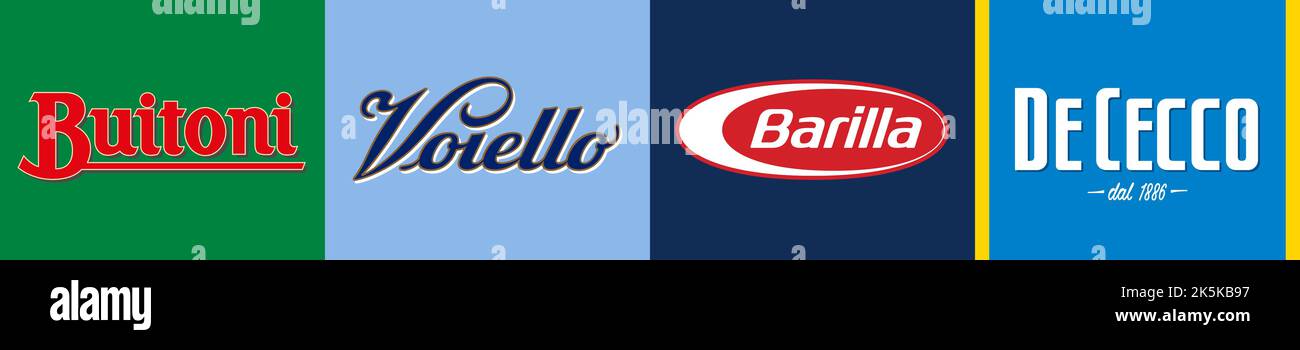 Die bekanntesten Marken Pasta-Hersteller im Vektorformat Stock Vektor