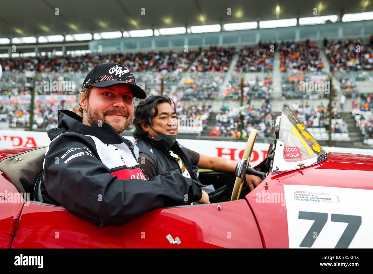 BOTTAS Valtteri (FIN), Alfa Romeo F1 Team ORLEN C42, Portrait-Fahrerparade während des Formel 1 Honda Grand Prix von Japan 2022, 18. Lauf der FIA Formel 1 Weltmeisterschaft 2022 vom 7. Bis 9. Oktober 2022 auf der Suzuka International Racing Course, in Suzuka, Präfektur Mie, Japan - Foto: Florent Gooden/Dppi/DPPI/LiveMedia Stockfoto