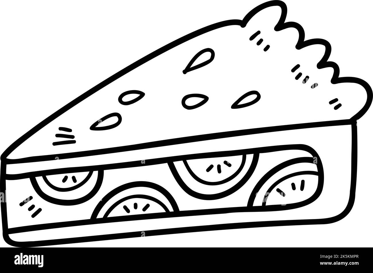 Handgezeichnete, in Scheiben geschnittene Kuchendarstellung isoliert auf dem Hintergrund Stock Vektor