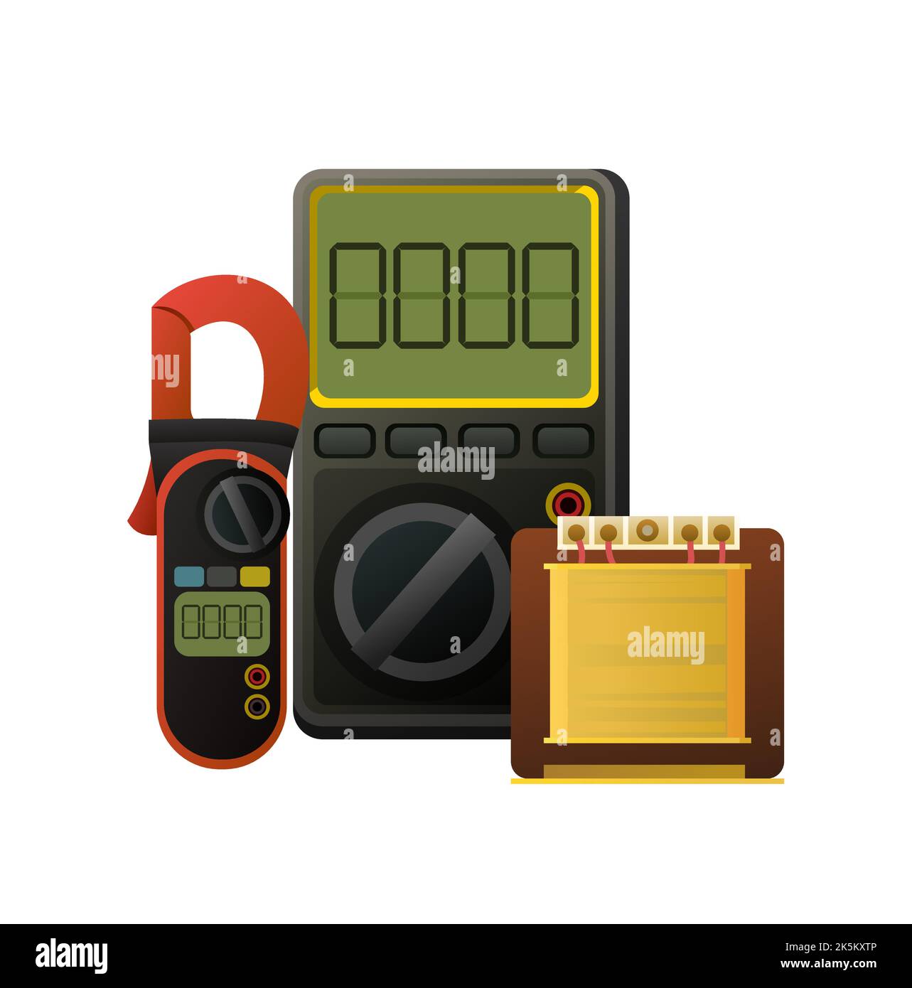 Werkzeuge für Elektriker. Reparatur von Funkelektronik und Mikroprozessoranlagen. Ersatzteile, Komponenten und Service. Isoliert auf weißem Hintergrund Stock Vektor