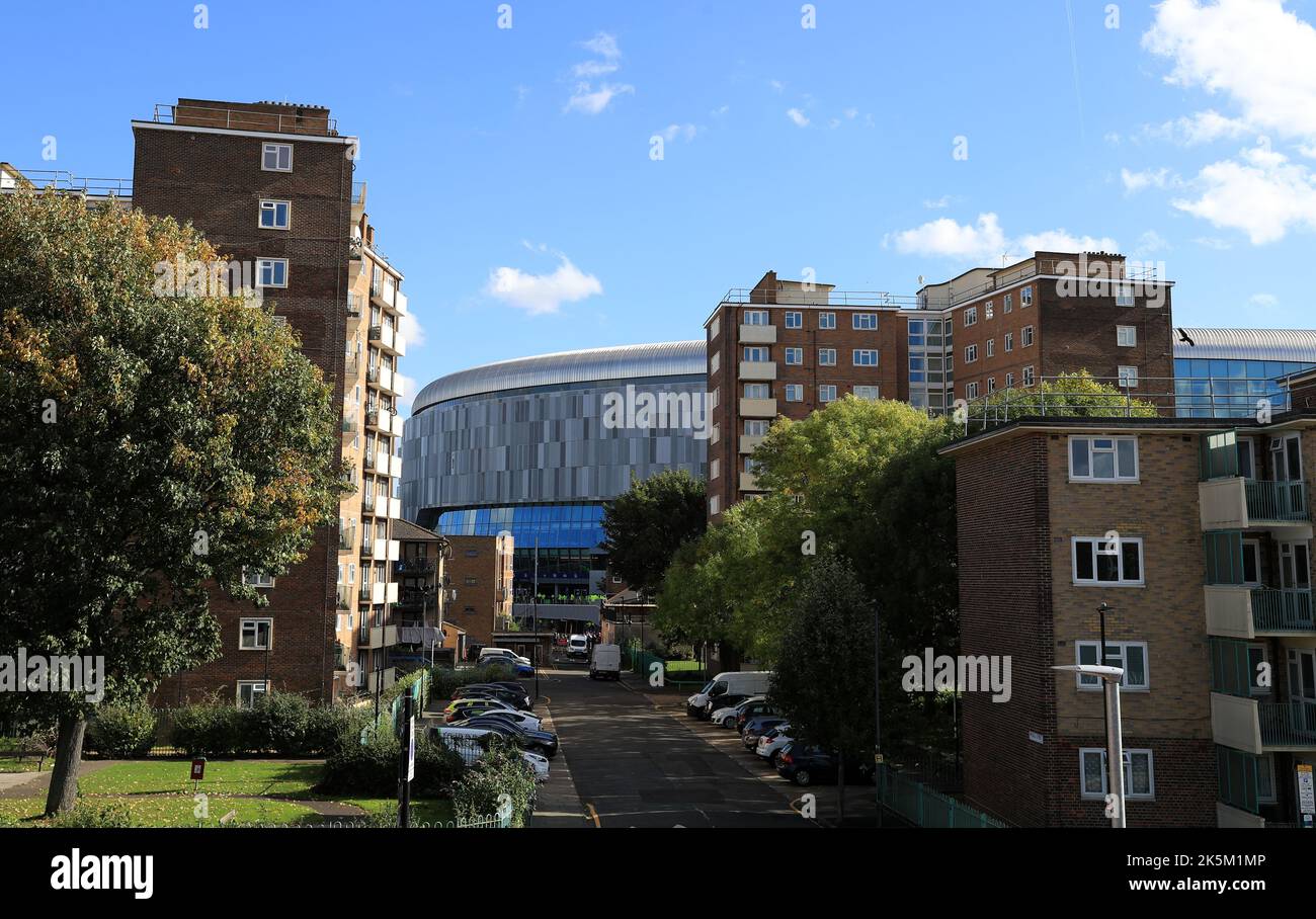 Ein allgemeiner Blick auf das Tottenham Hotspur Stadium, London. Bilddatum: Sonntag, 9. Oktober 2022. Stockfoto