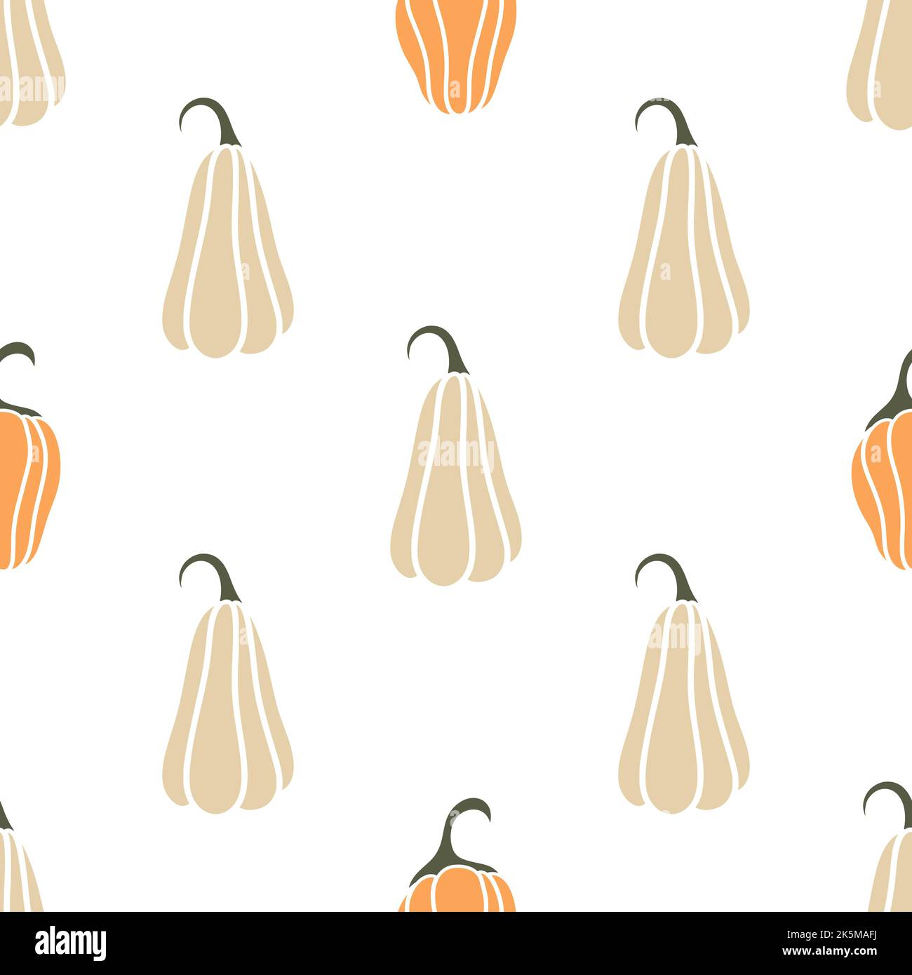 Herbst Kürbis Hintergrund Vektor Illustration. Herbst nahtloses Muster mit Gemüse. Digitalpapier für Druck, Tapete, Textil und Design Stock Vektor