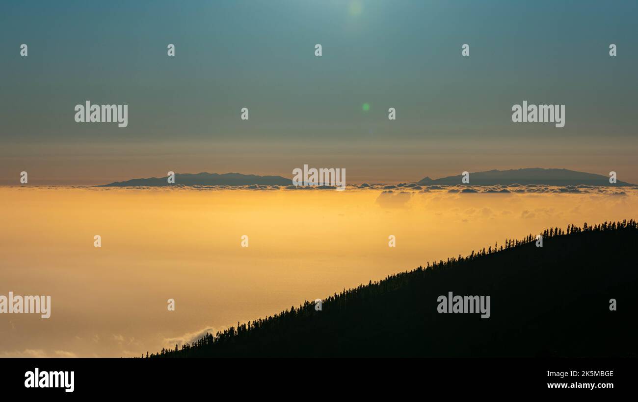 Die Landschaft von Teneriffa auf der Insel La Palma vor dem Vulkan Stockfoto