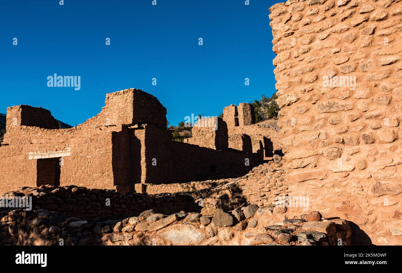 Pueblo Ruinen in der San José de los Jemez Missionskirche, Jemez Historic Site, Jemez Springs, New Mexico, USA Stockfoto