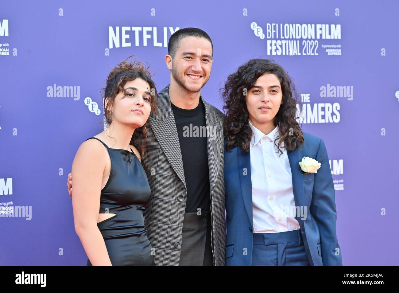 London, Großbritannien. 9. Okt 2022. Nathalie Issa, Manal Issa, Ahmed Malek besuchen die Schwimmer - UK Premiere des BFI London Film Festival’s 2022 am 9.. Oktober 2022 in der South Bank, Royal Festival Hall, London, Großbritannien. Quelle: Siehe Li/Picture Capital/Alamy Live News Stockfoto