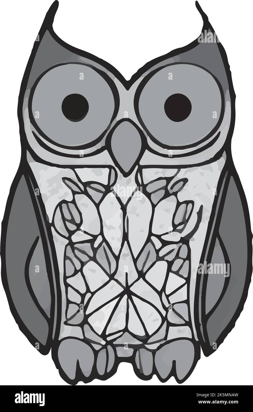 Eine Illustration einer schönen Eule, isoliert auf weißem Hintergrund Stock Vektor